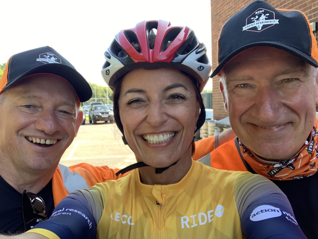 Chris and Richard with Davina on Davina’s Big Sussex Bike Ride