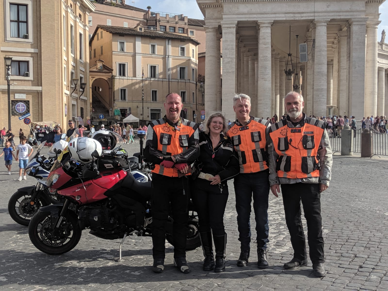 KEM team having escorted cyclists across Europe to the Vatican